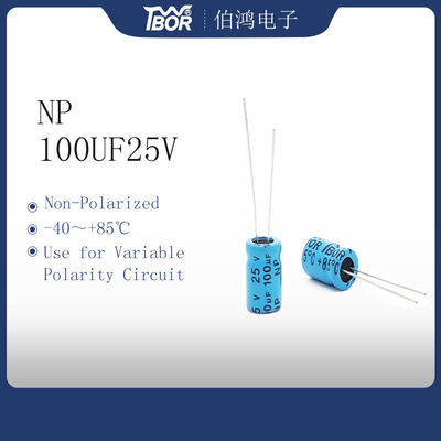NP 100UF25V কার অ্যাম্প ক্যাপাসিটর দ্বি পোলারাইজড অ্যালুমিনিয়াম ইলেক্ট্রোলাইটিক ক্যাপাসিটর