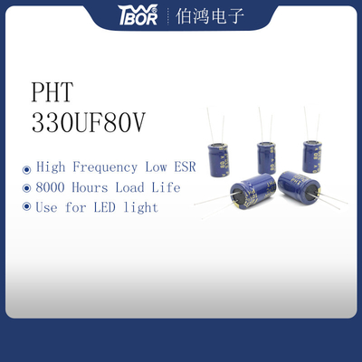 অ্যালুমিনিয়াম 13x20MM 330UF80V LED লাইট ক্যাপাসিটর ISO9001 RoHS