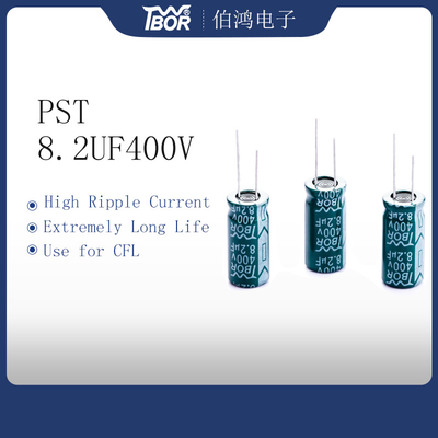 8.2uf400v 10x20 রেডিয়াল অ্যালুমিনিয়াম ইলেক্ট্রোলাইটিক ক্যাপাসিটর হাই রিপল কারেন্ট ক্যাপাসিটর