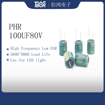 5000 ঘন্টা 100UF80V LED লাইট ক্যাপাসিটর 10X20MM ISO14001