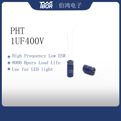 1UF400V 6.3X12MM রেডিয়াল অ্যালুমিনিয়াম ইলেক্ট্রোলাইটিক ক্যাপাসিটর ওয়াইড তাপমাত্রা