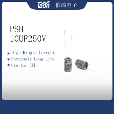 ISO9001 10X13MM অ্যালুমিনিয়াম ইলেক্ট্রোলাইটিক ক্যাপাসিটর CFL 10UF 250V