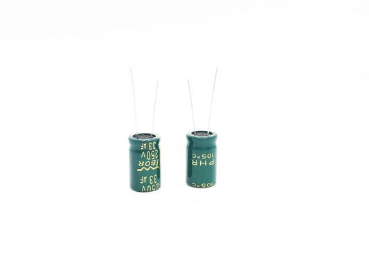 33uf 250v কম ESR ইলেক্ট্রোলাইটিক ক্যাপাসিটর 13X25mm 20% সহনশীলতা 5000 ঘন্টা
