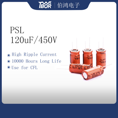 কমলা 22X45MM CFL অ্যালুমিনিয়াম ইলেক্ট্রোলাইটিক ক্যাপাসিটর 120uF450V