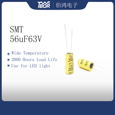 56UF 63V 8X12MM LED লাইট ক্যাপাসিটর ওয়াইড তাপমাত্রা ISO9001